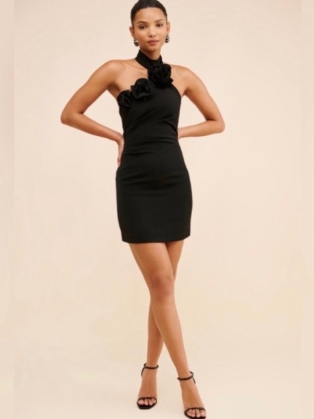 Astr the label Black Rosette Mini Dress